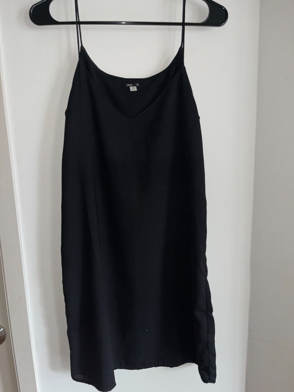 Black structured slip dress